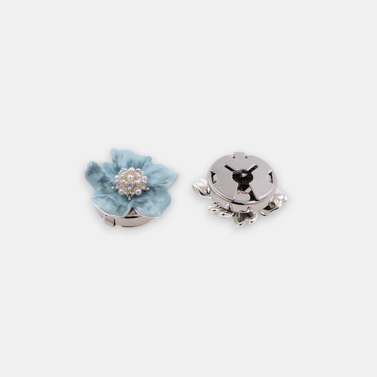 Cerulean Dream Button Cover Set ā Hand-Painted Blue Enamel Floral Accessory