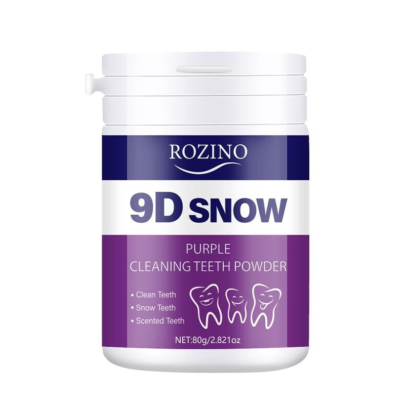 ROZINO 9D Snow Purple Cleaning Teeth Powder - Gentle Non-Irritating Formula for Fresh Breath & Strong Teeth Gums - 80g Single Item