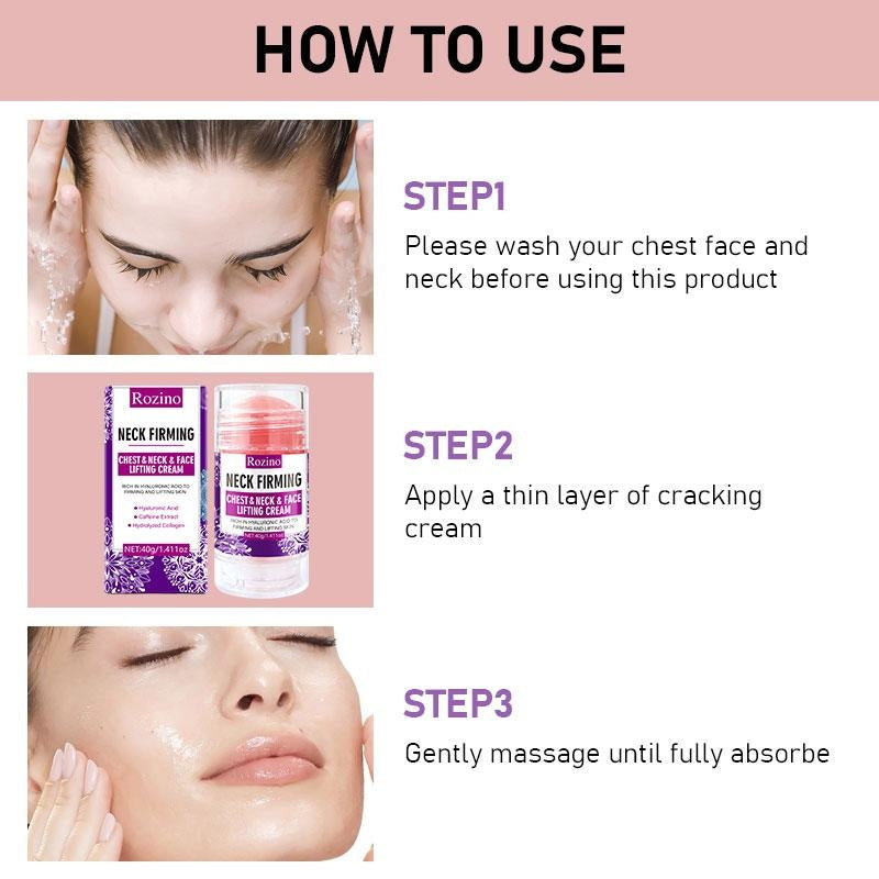 ROZINO Neck Firming Chest & Neck & Face Lifting Cream with Hyaluronic Acid & Grape Seed for All Skin Types - Deep Hydration & Moisturizing Body Care