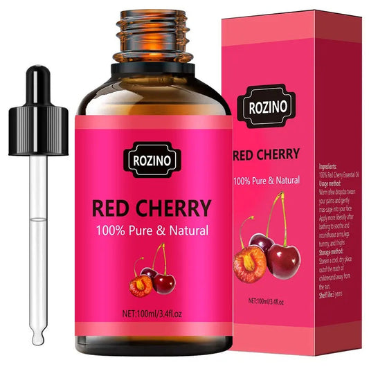 Rozino Red Cherry Essential Oil - Improve Dry Skin, Lock Moisture & Soothe Redness Body Care Soothing dry body oil curly hair oil treatment