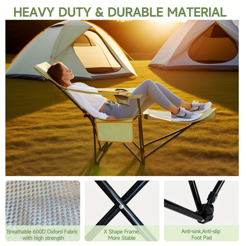 2-in-1 Reclining Camping Chair with Footrest