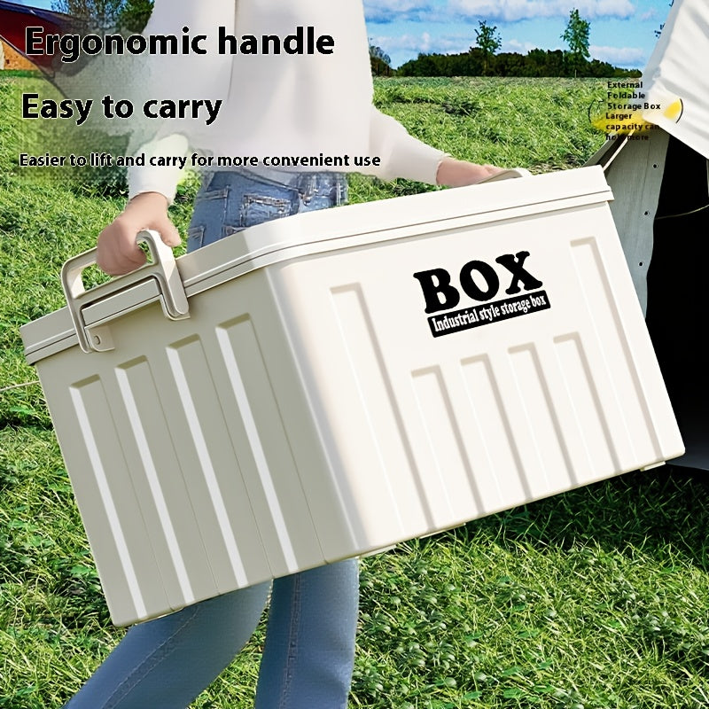 1pc Large Heavy-Duty Plastic Outdoor Storage Box with Snap-Lid