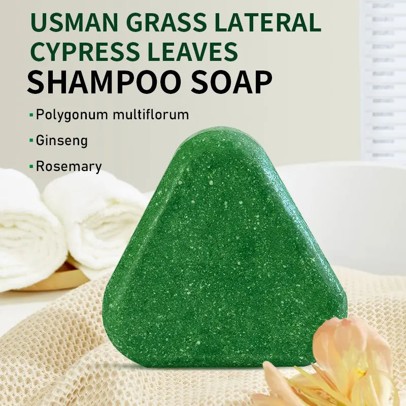 ROZINO Usman Grass & Leaf of Oriental Arborvitae Shampoo Soap Bar for Hair Growth & Gray Hair Reversal - Natural Thinning Hair Loss Treatment with Ginseng Polygonum Multiflorum Rosemary