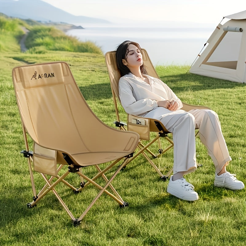 Aoran'S 2pcs Portable Folding Moon Chair Features a High Back And Is Made from Durable Iron Alloy