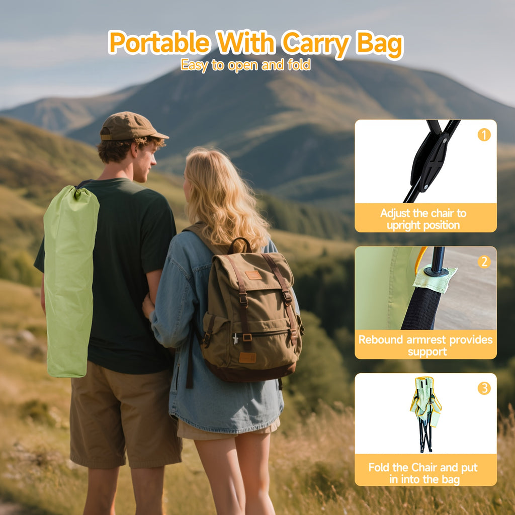 Walker Camping Chairs for Adults - 6-Legged Heavy-Duty Folding Lounge Chair with Footrest