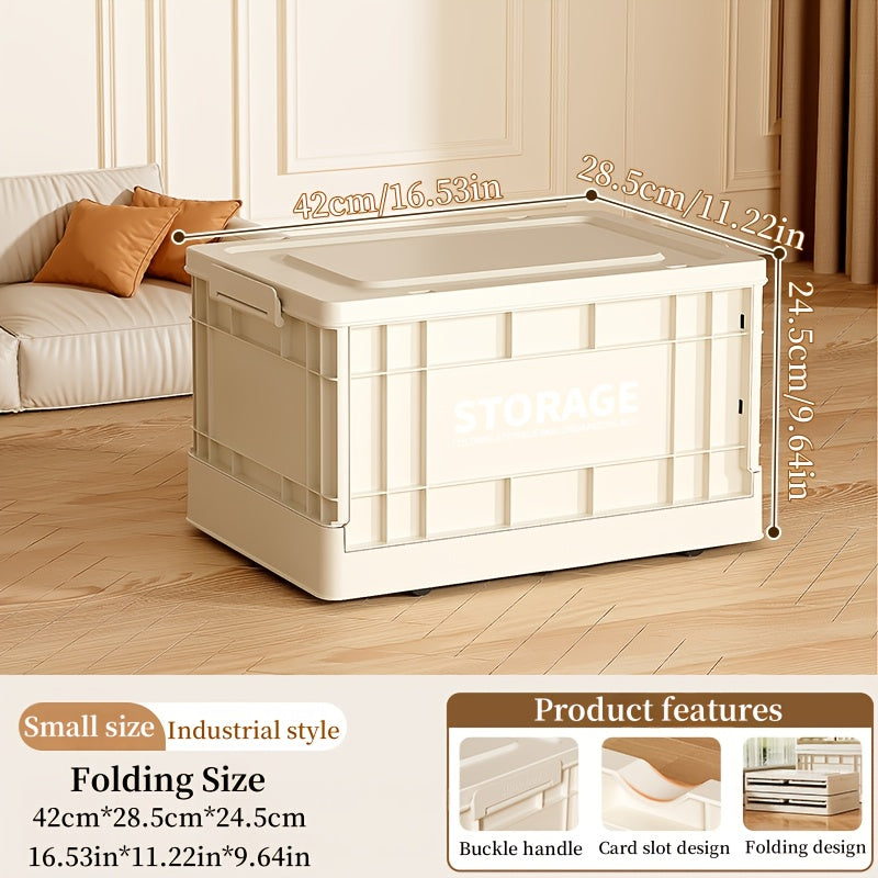 Industrial style folding storage box, convenient lid storage box with wheels, multi-functional mobile storage cabinet