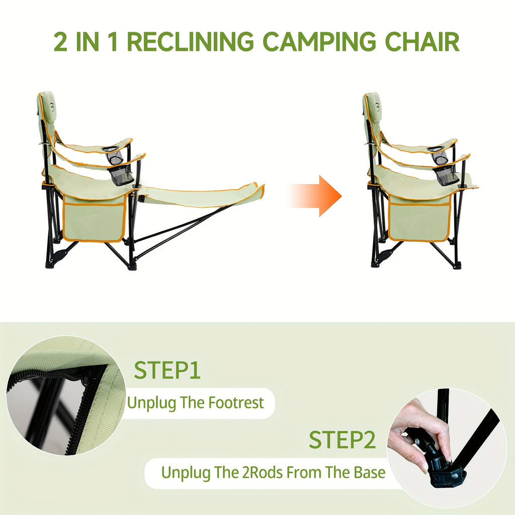Walker Camping Chairs for Adults - 6-Legged Heavy-Duty Folding Lounge Chair with Footrest