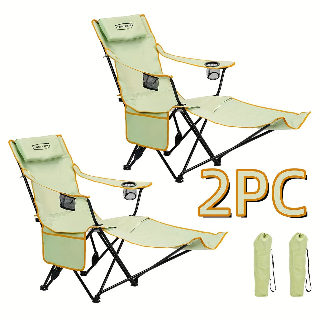 Walker Camping Chairs for Adults - 6-Legged Heavy-Duty Folding Lounge Chair with Footrest