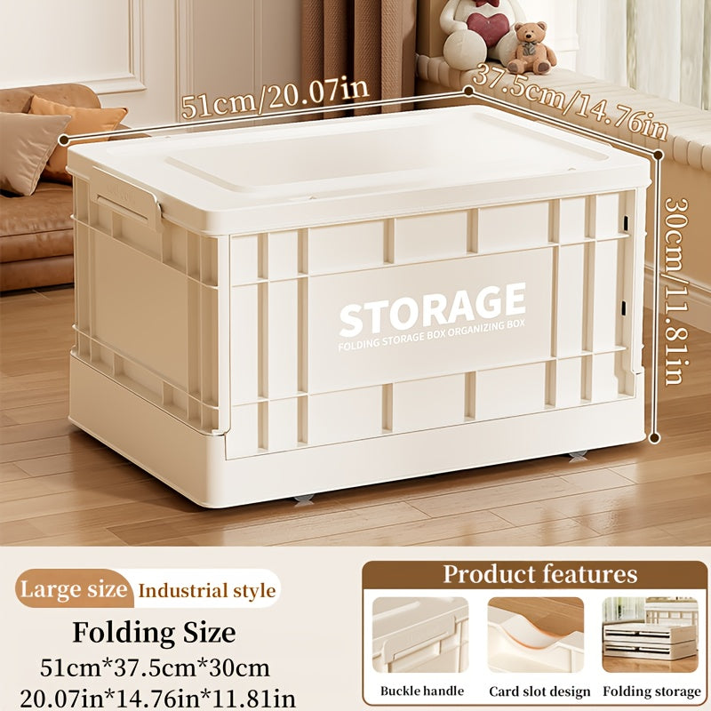 Industrial style folding storage box, convenient lid storage box with wheels, multi-functional mobile storage cabinet