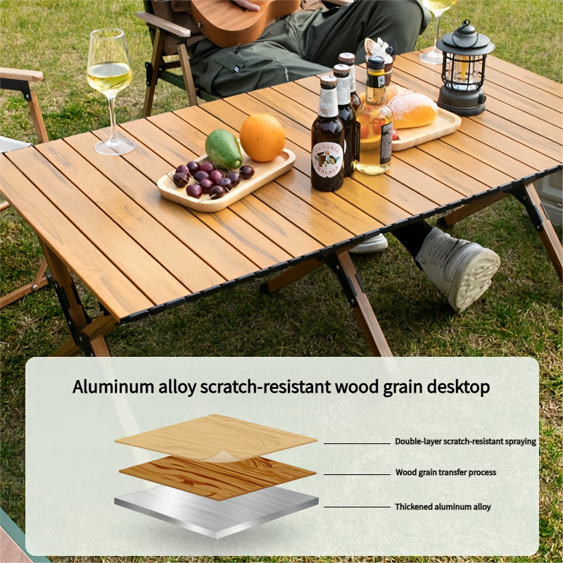 Taomasi Outdoor Camping Aluminum Alloy Egg Roll Table, Portable Folding Camping Table