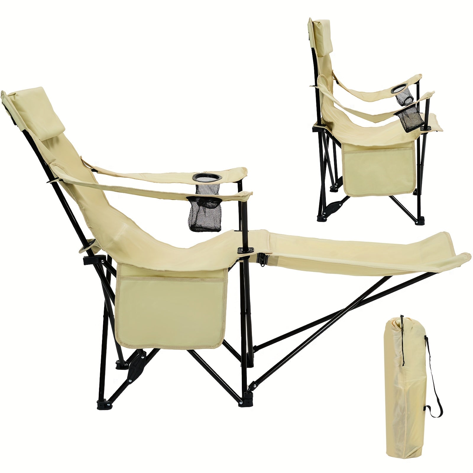 2-in-1 Reclining Camping Chair with Footrest