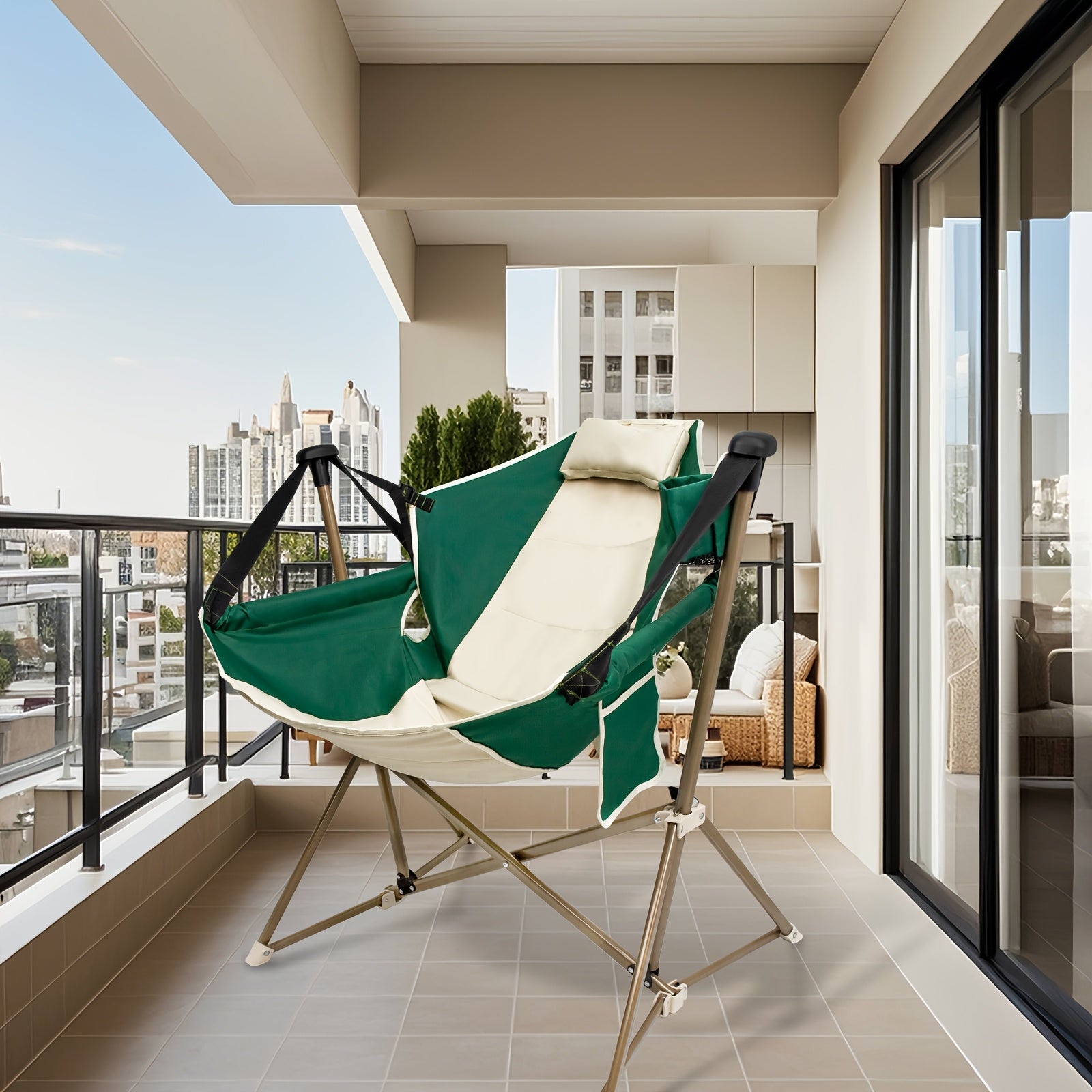 SZHLUX Folding Camping Chair, Portable Rocking Camping Chair Collapsible Outdoor Camping Chair