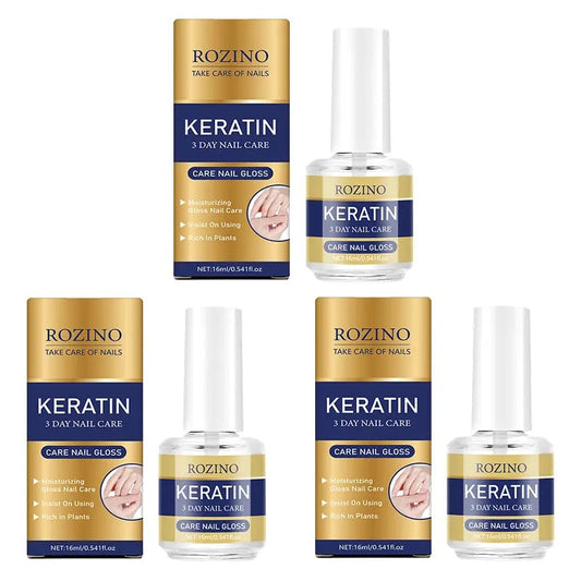 [3 bottles]ROZINO 3 Days Nail Care Keratin Amino Acid Formula for Superior Nail Nourishment Lightweight Moisture Boosting Daily Manicure 16ml