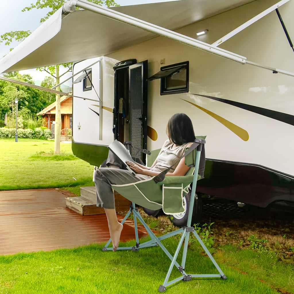 SZHLUX Folding Camping Chair, Portable Rocking Camping Chair Collapsible Outdoor Camping Chair