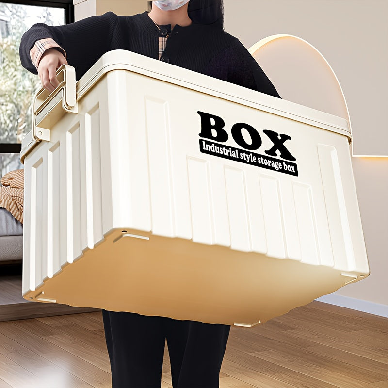 1pc Large Heavy-Duty Plastic Outdoor Storage Box with Snap-Lid