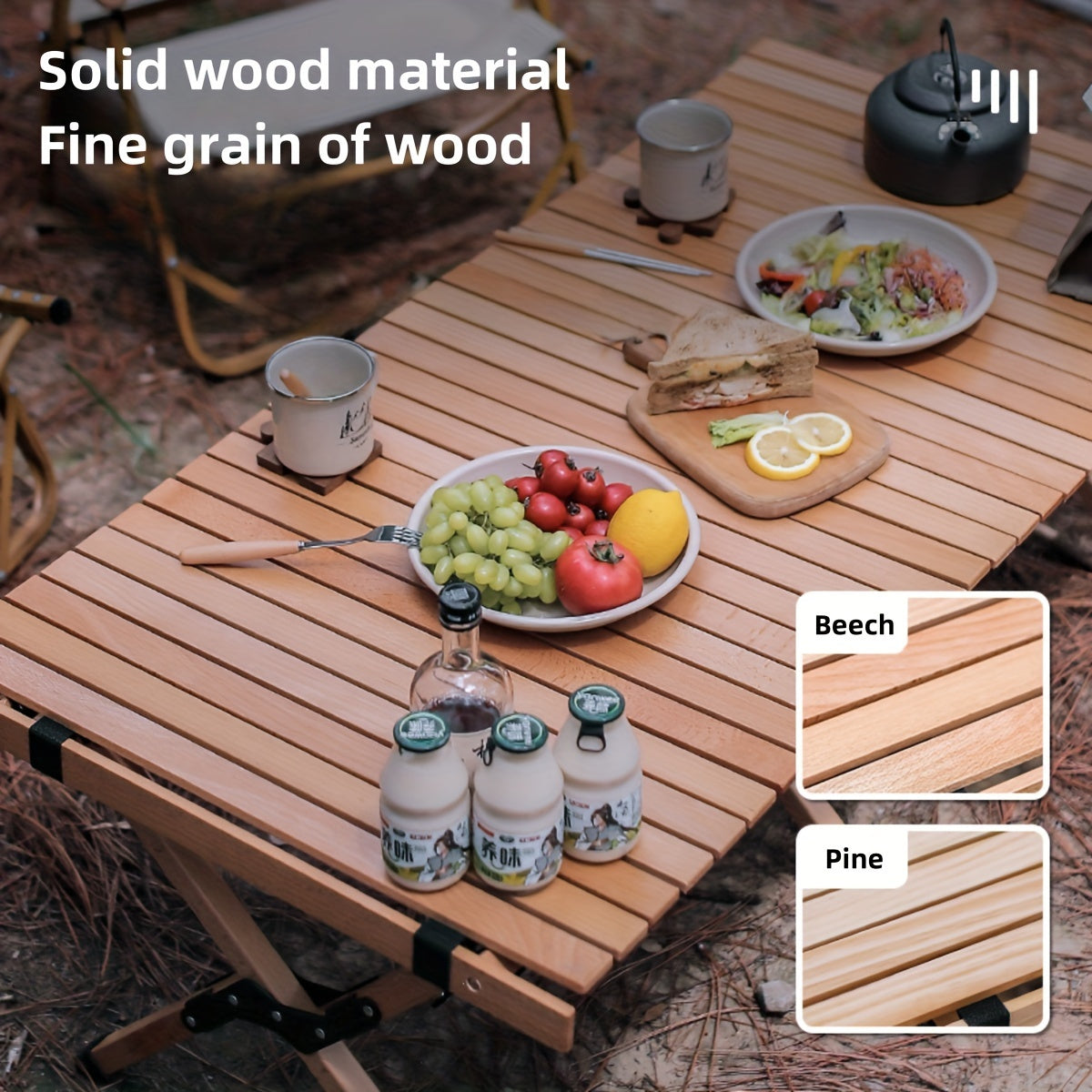 Outdoor patio folding egg roll table portable beech folding table camping picnic table