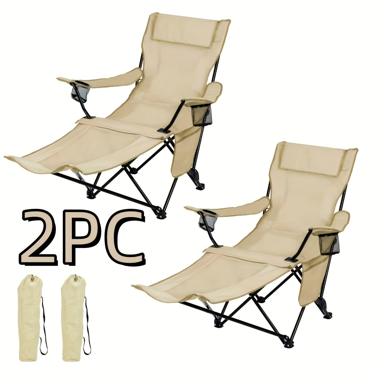 Walker Camping Chairs for Adults - 6-Legged Heavy-Duty Folding Lounge Chair with Footrest