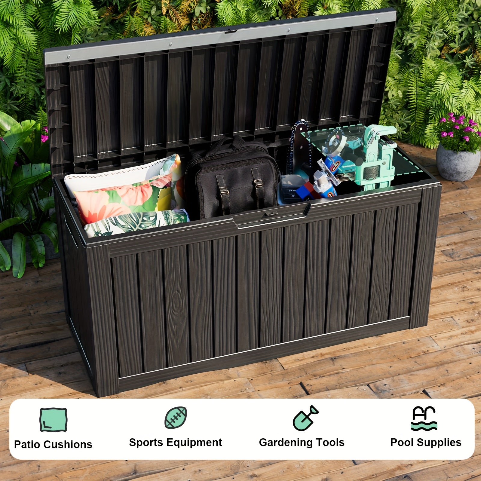 345L\u002F92GAL Storage Capacity Effect with Lockable LidDurable Resin Construction Will Not Rust