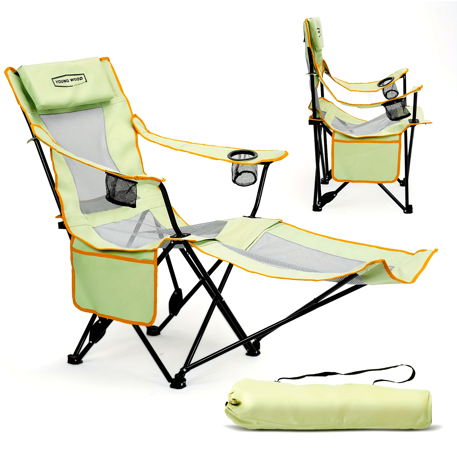 2-in-1 Reclining Camping Chair with Footrest