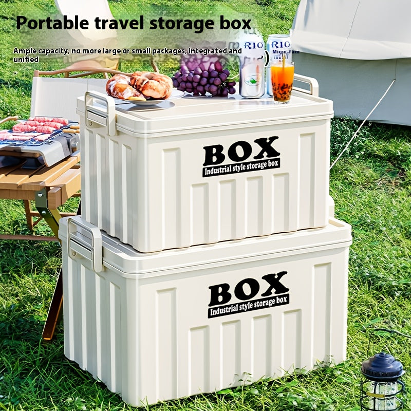 1pc Large Heavy-Duty Plastic Outdoor Storage Box with Snap-Lid