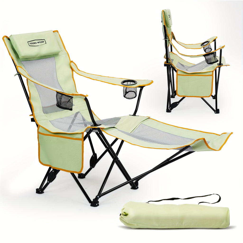 2-in-1 Reclining Camping Chair with Footrest