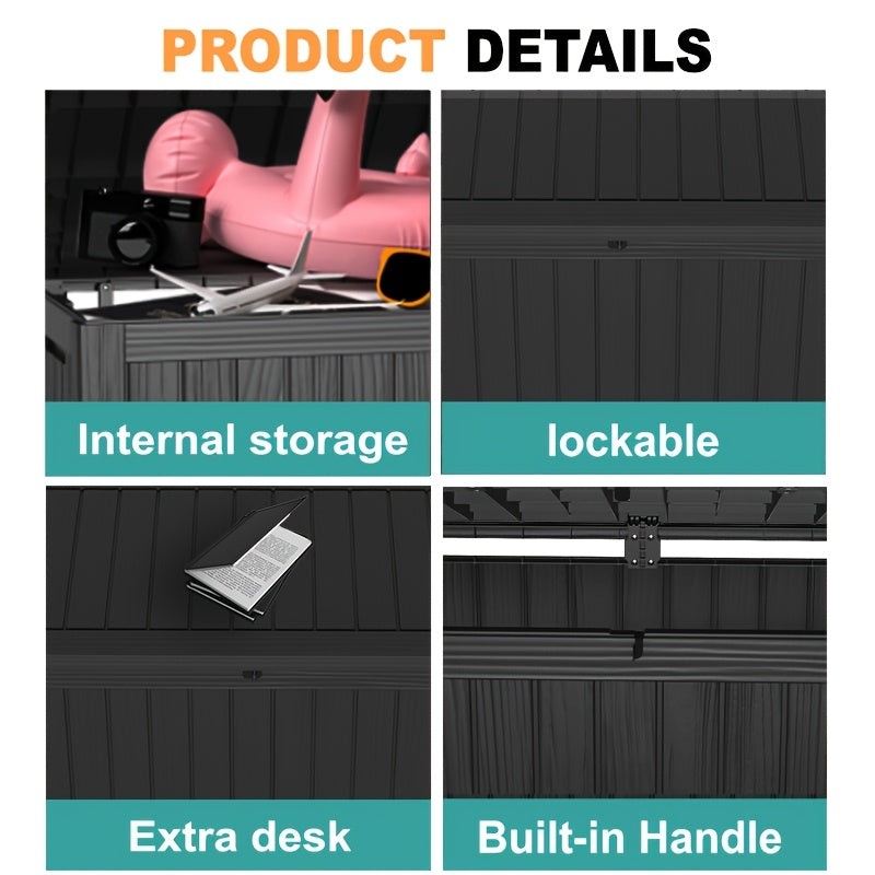 140 Gallon Deck Box Outdoor Storage Box, UV Resistant