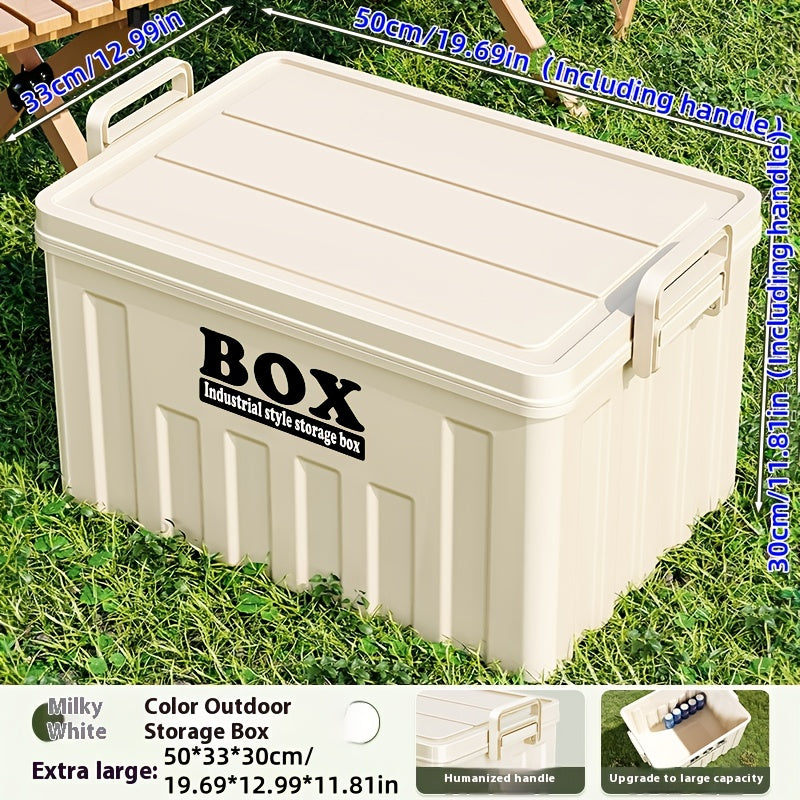 1pc Large Heavy-Duty Plastic Outdoor Storage Box with Snap-Lid