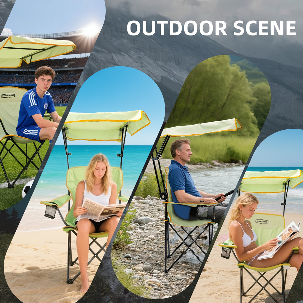 Portable Outdoor Chair Designed for Camping, Featuring a Sturdy Shade Canopy