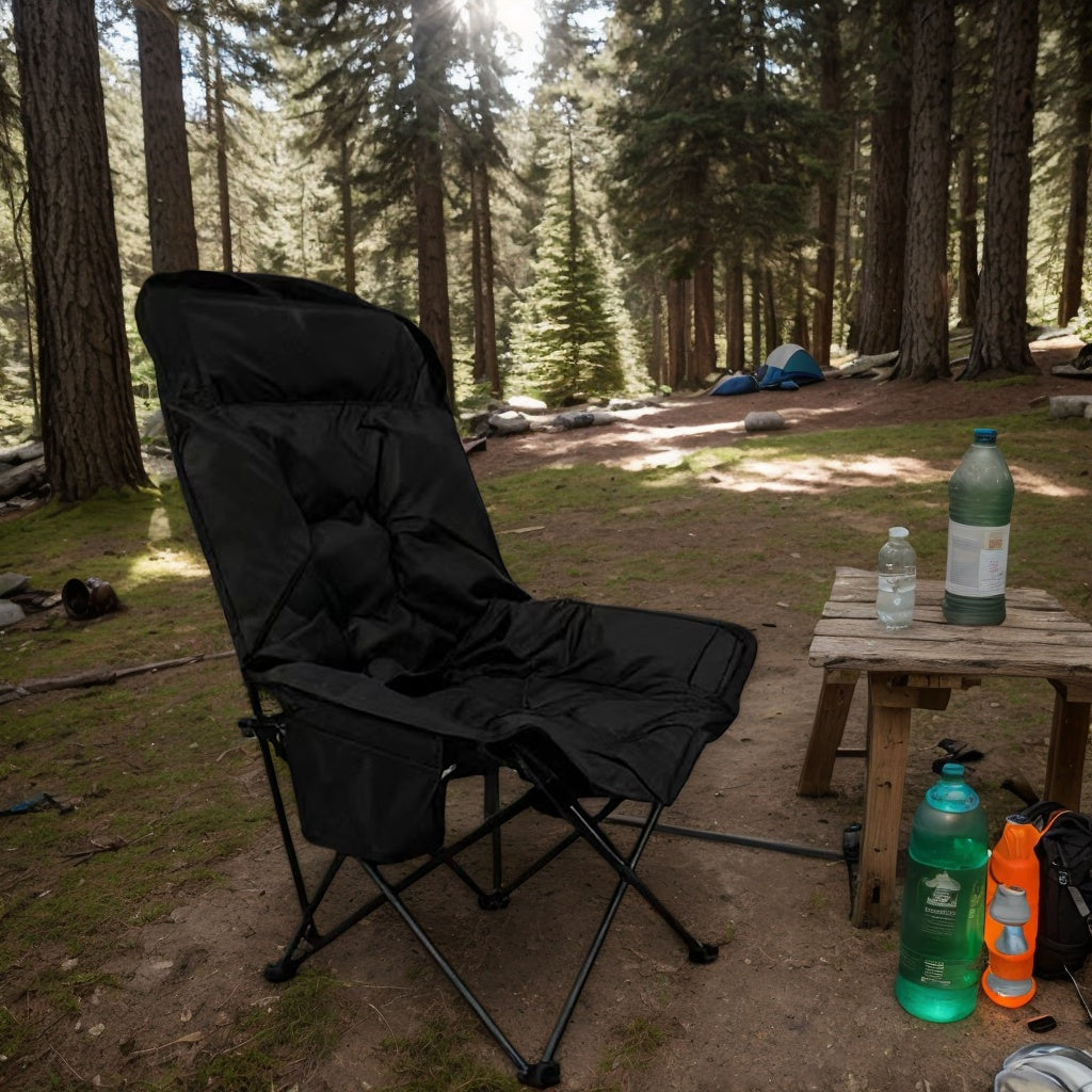 Portable High-Back Folding Moon Chair with Lightweight Metal Frame, Breathable Mesh Seat Cushion