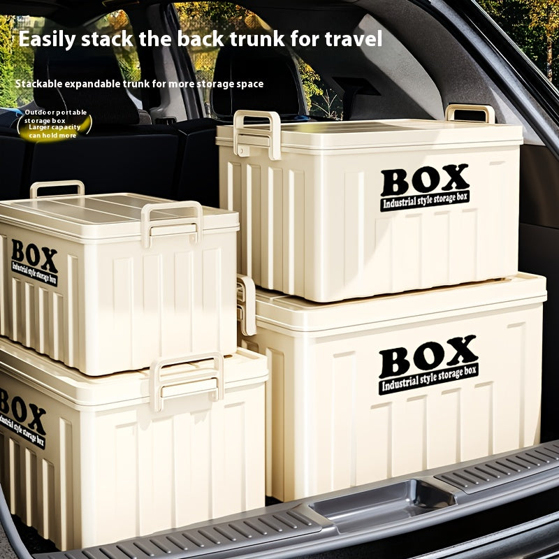 1pc Large Heavy-Duty Plastic Outdoor Storage Box with Snap-Lid