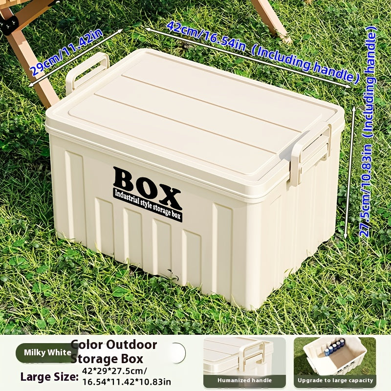1pc Large Heavy-Duty Plastic Outdoor Storage Box with Snap-Lid