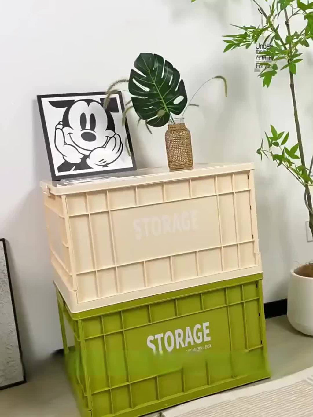 Large Capacity Foldable Outdoor Storage Box with Wheels, Waterproof Plastic Material