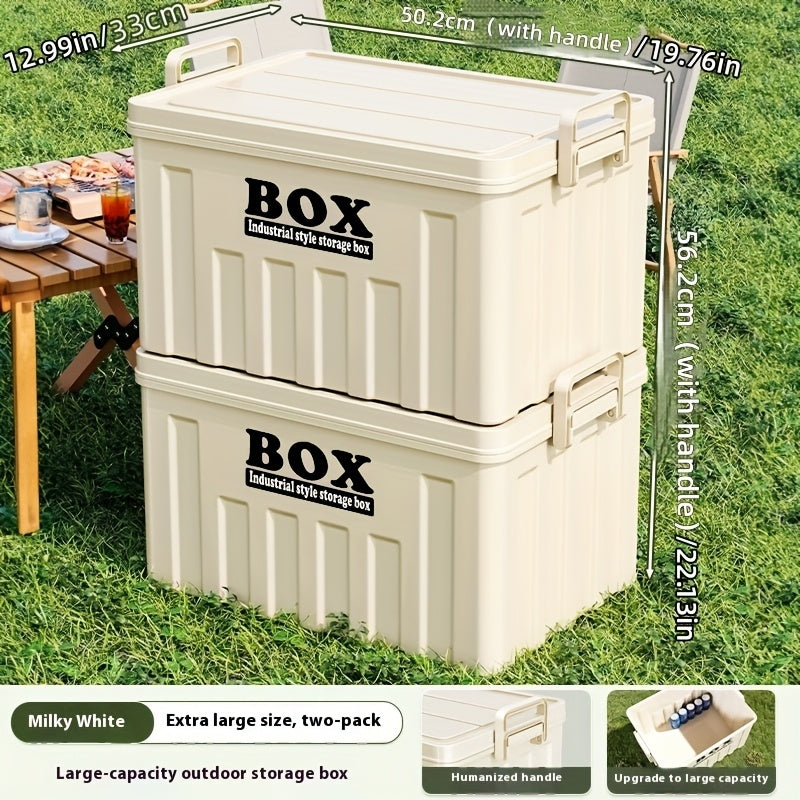 1pc Large Heavy-Duty Plastic Outdoor Storage Box with Snap-Lid