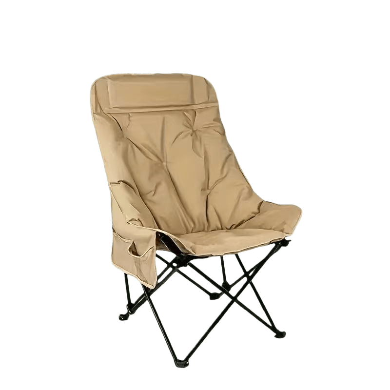 Portable High-Back Folding Moon Chair with Lightweight Metal Frame, Breathable Mesh Seat Cushion