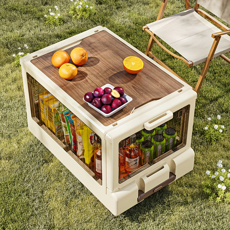 A Portable Folding Storage Box for Outdoor Camping with A Telescopic Handle