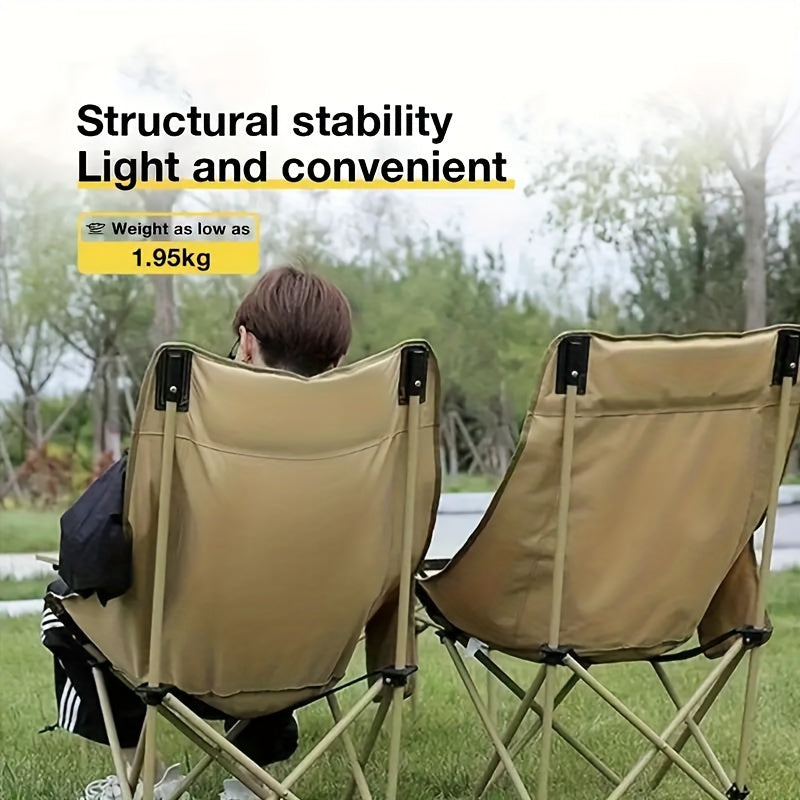 Portable High-Back Folding Moon Chair with Lightweight Metal Frame, Breathable Mesh Seat Cushion
