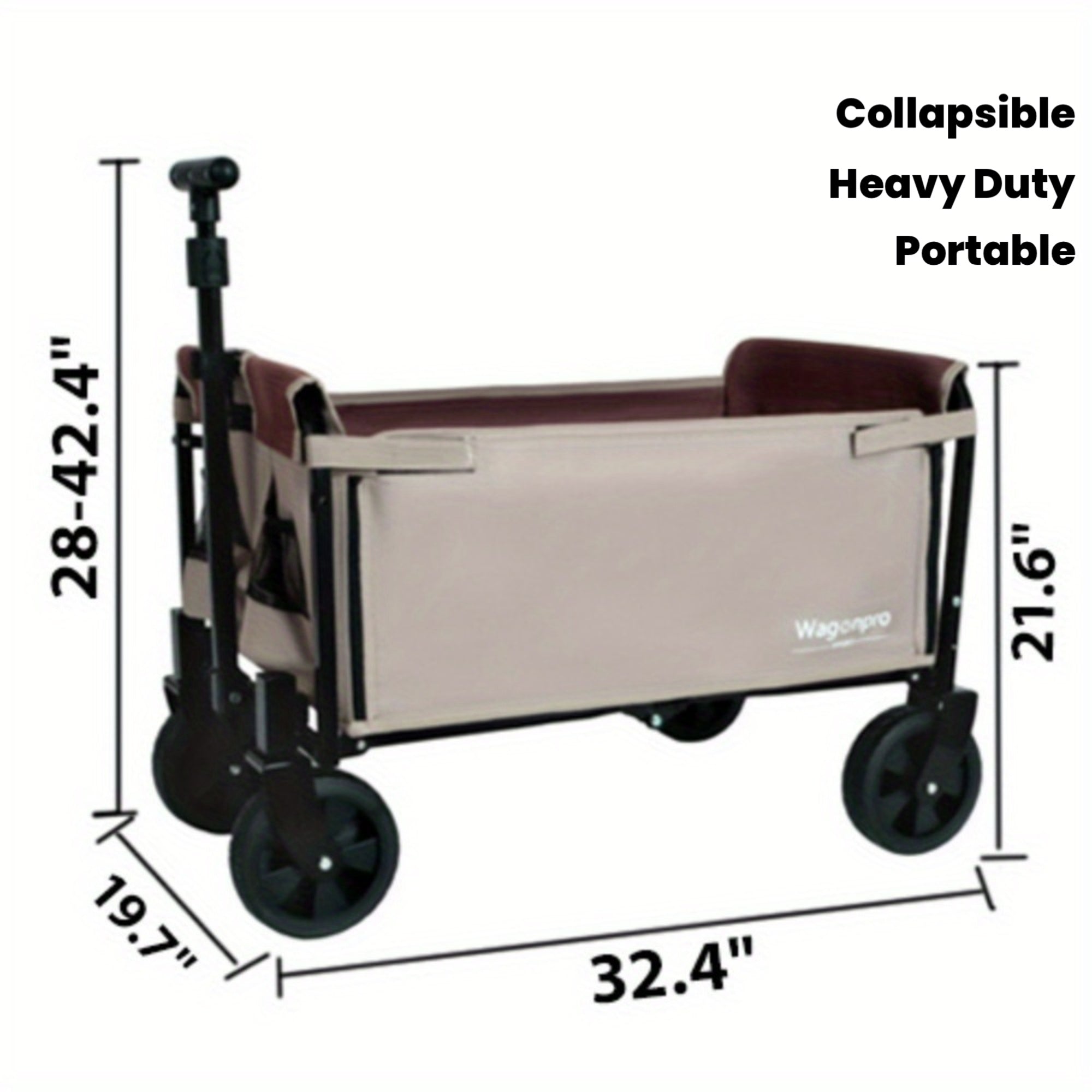 Convertible Folding Camping Wagon Cart, All-in-One Heavy-Duty Fabric Utility Cart with Bench Seat