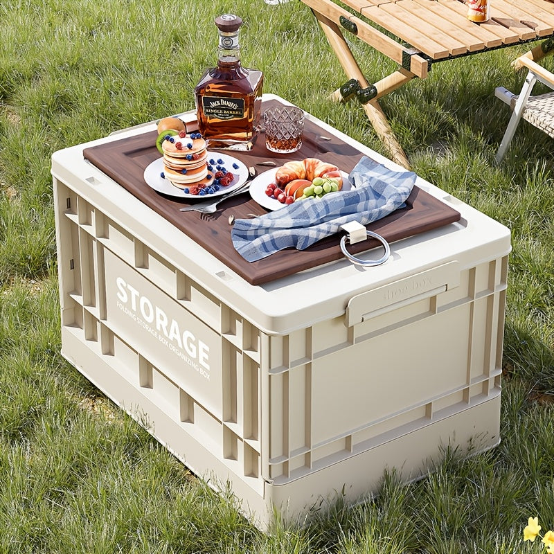 Industrial style folding storage box, convenient lid storage box with wheels, multi-functional mobile storage cabinet