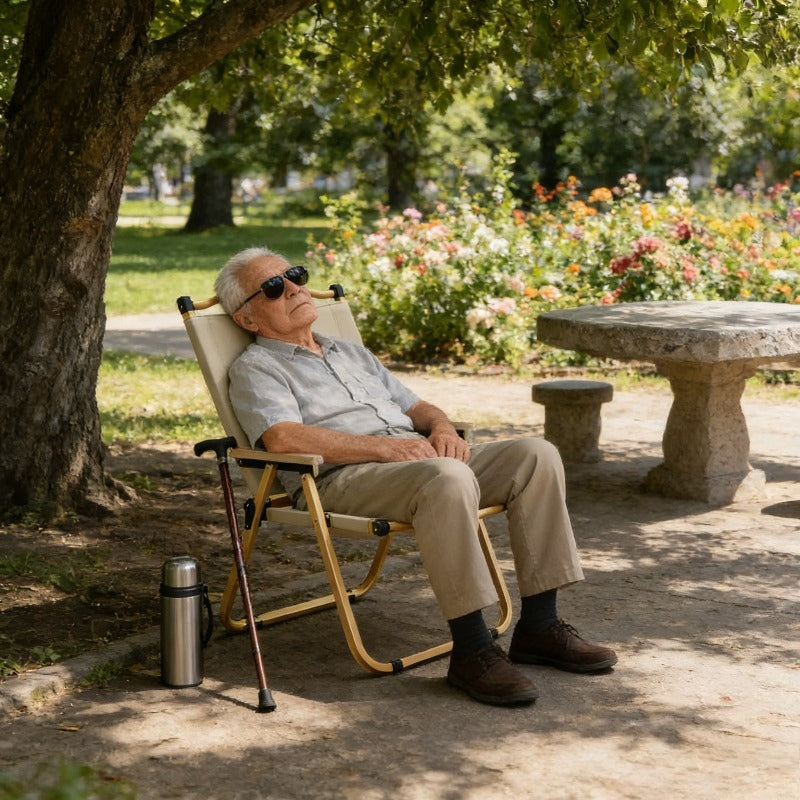 Portable Folding Camping Chair | Ergonomic Backrest and Armrests, Sturdy A-Frame Design