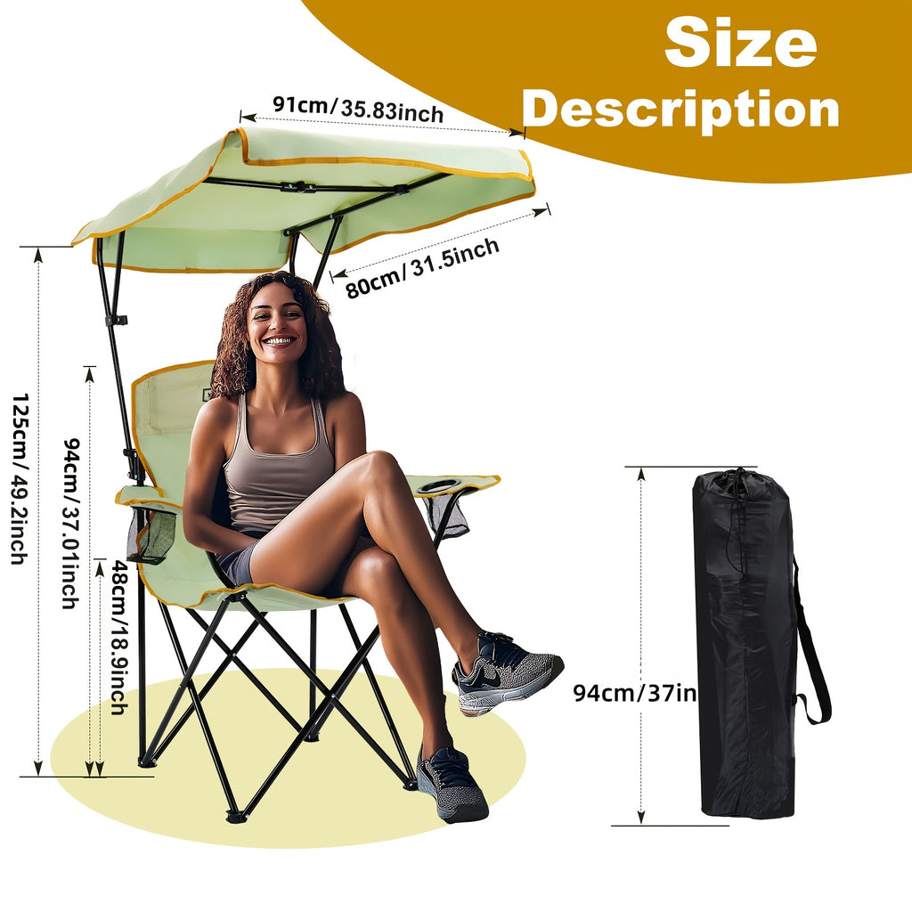 Portable Outdoor Chair Designed for Camping, Featuring a Sturdy Shade Canopy