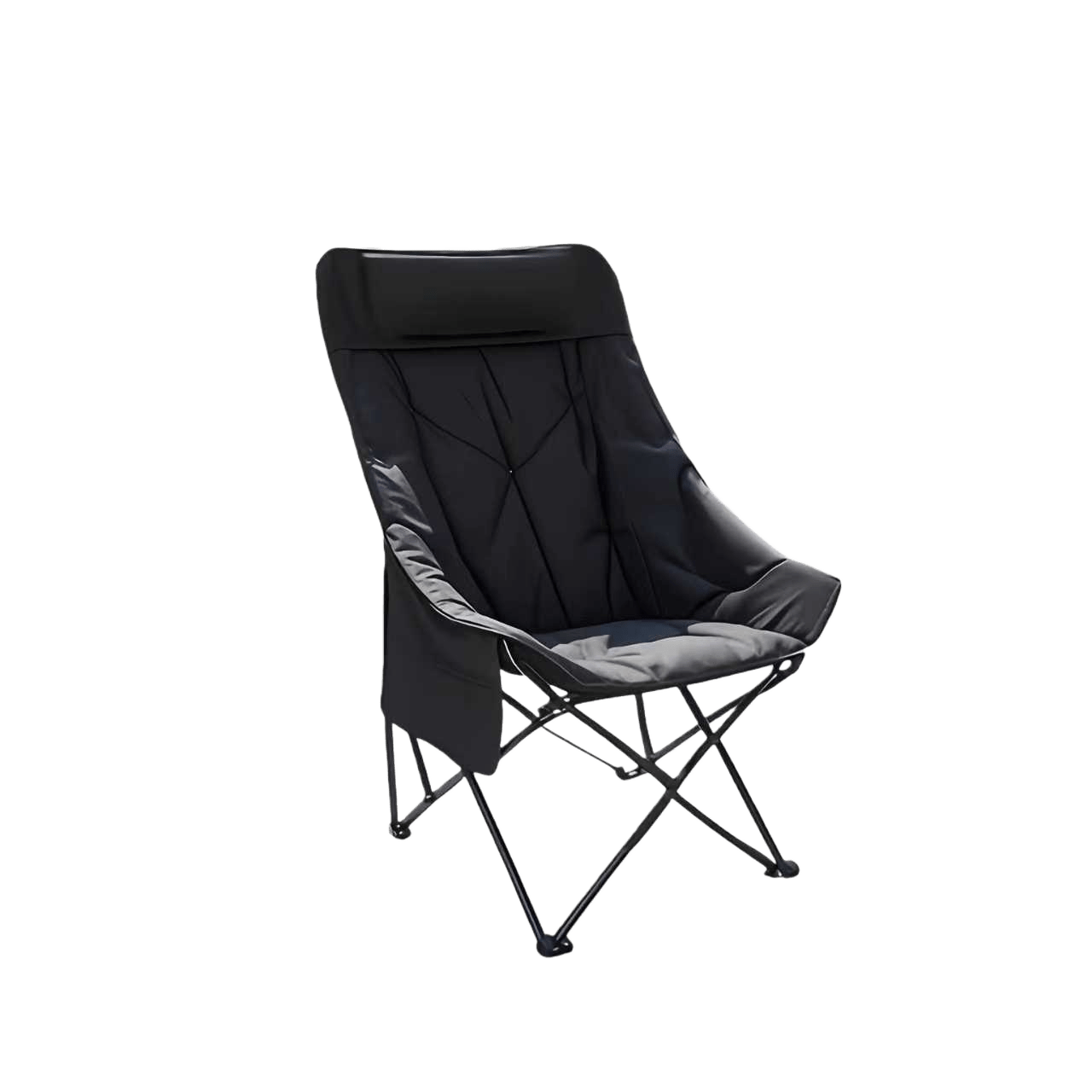 Portable High-Back Folding Moon Chair with Lightweight Metal Frame, Breathable Mesh Seat Cushion