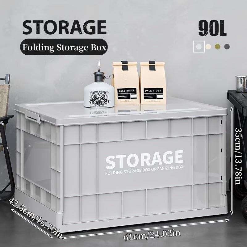 Large Capacity Foldable Outdoor Storage Box with Wheels, Waterproof Plastic Material