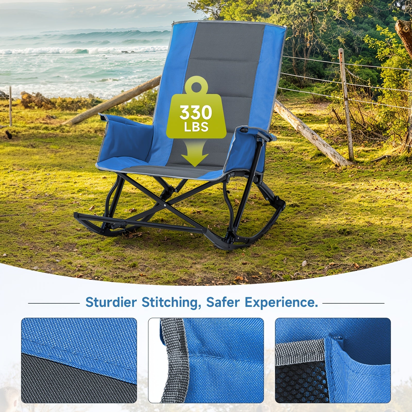 Lawn Chairs, Camping Chairs for Adults, Folding Chair for Outside 330 Lbs Capacity