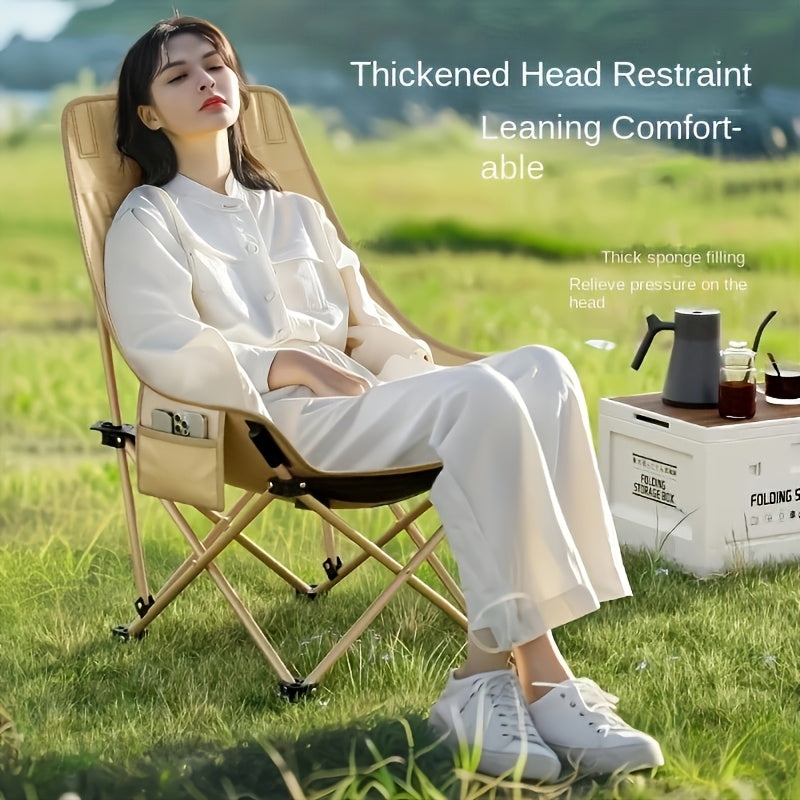 Aoran'S 2pcs Portable Folding Moon Chair Features a High Back And Is Made from Durable Iron Alloy