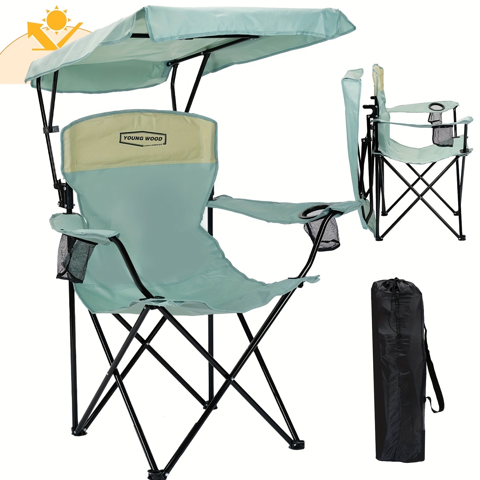 Portable Outdoor Chair Designed for Camping, Featuring a Sturdy Shade Canopy