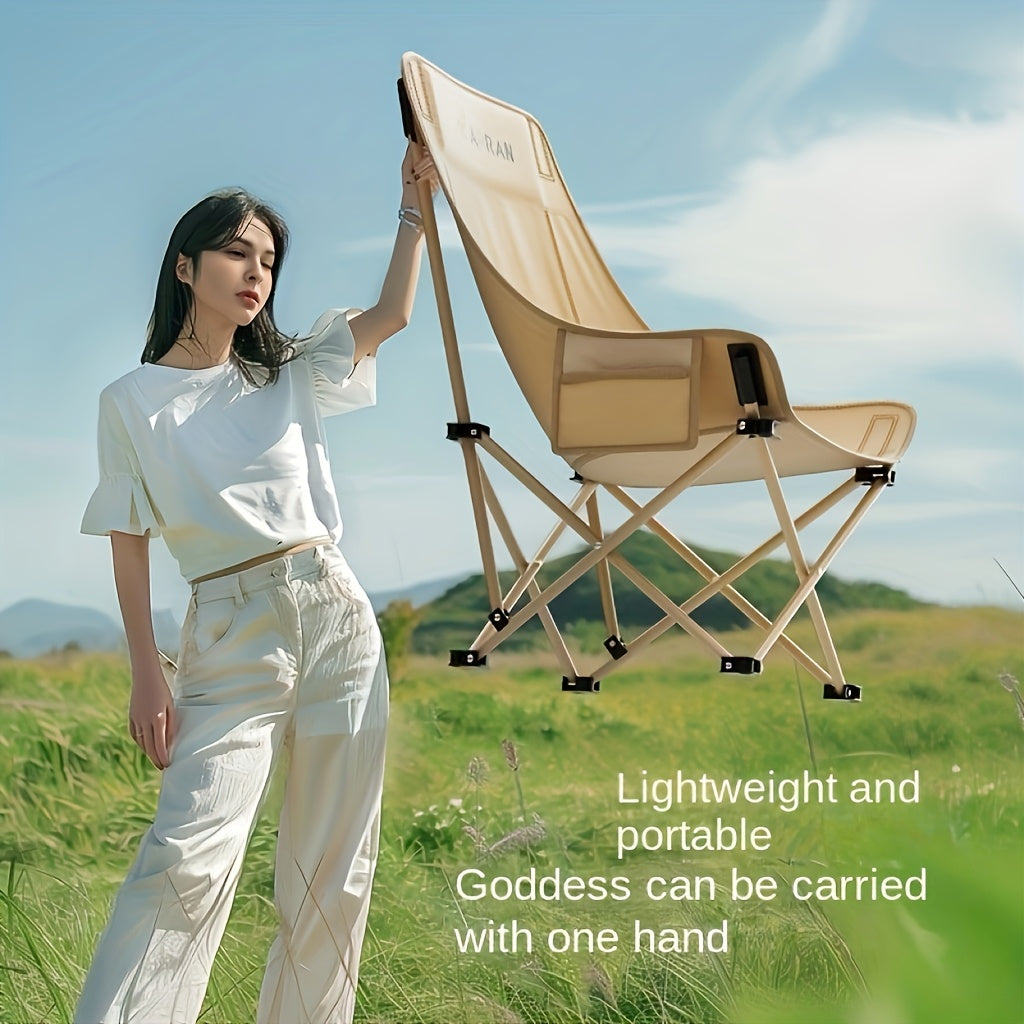 Aoran'S 2pcs Portable Folding Moon Chair Features a High Back And Is Made from Durable Iron Alloy