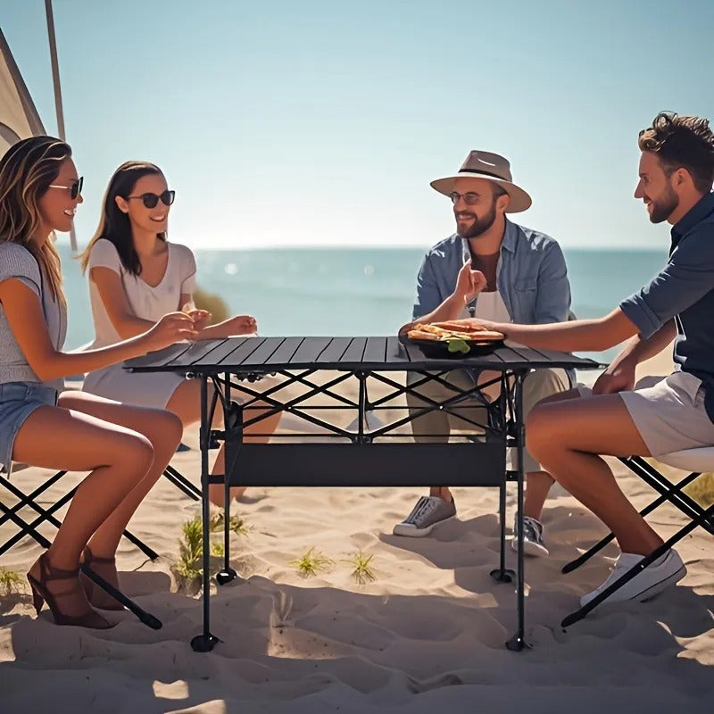 Lightweight Aluminum Folding Camping Table Portable Roll Up Design for Outdoor Camping Beach BBQ Patio