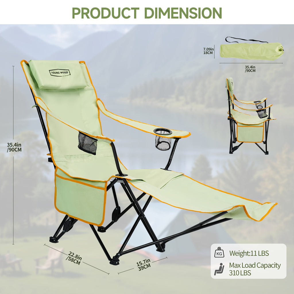 Walker Camping Chairs for Adults - 6-Legged Heavy-Duty Folding Lounge Chair with Footrest