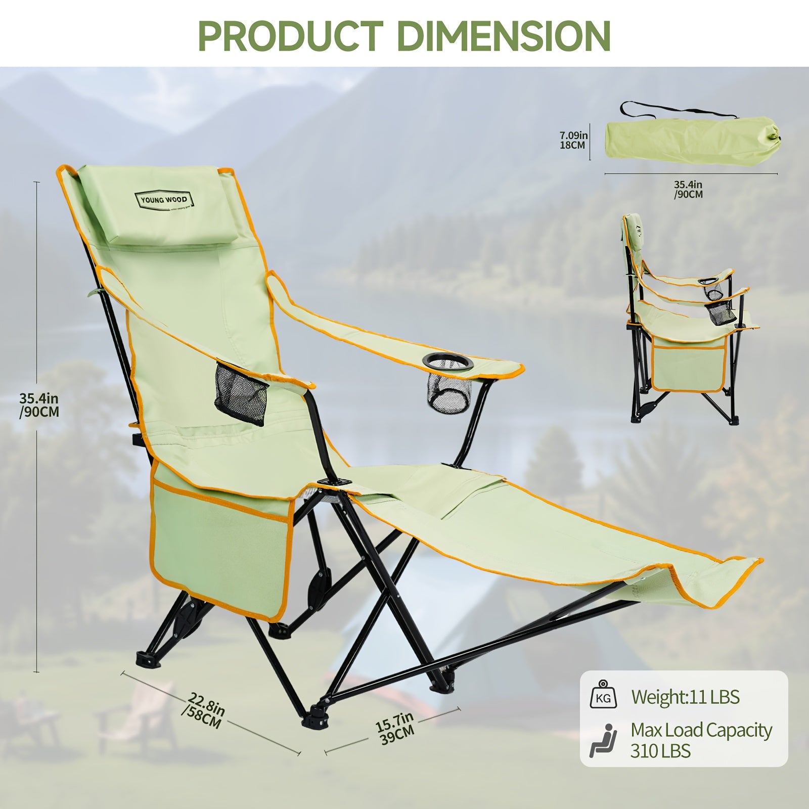 Walker Camping Chairs for Adults - 6-Legged Heavy-Duty Folding Lounge Chair with Footrest