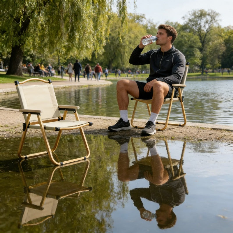 Portable Folding Camping Chair | Ergonomic Backrest and Armrests, Sturdy A-Frame Design